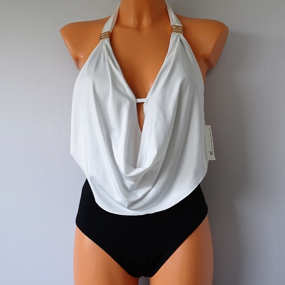 Bar III Other - Bar III NWT One Piece White/Black Maillot Swimsuit